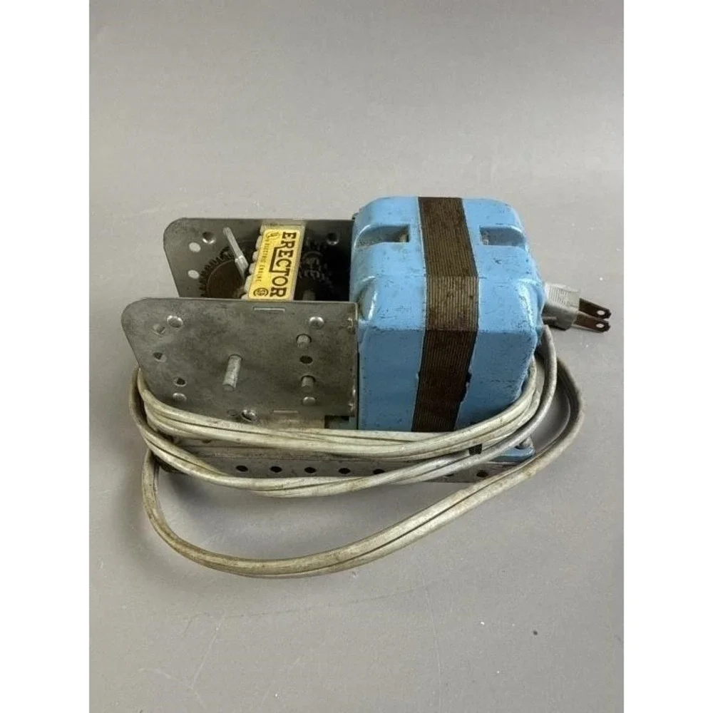 Vintage Gilbert Erector Electric Engine AC Motor Blue Metal Gear Toy Part USA‎